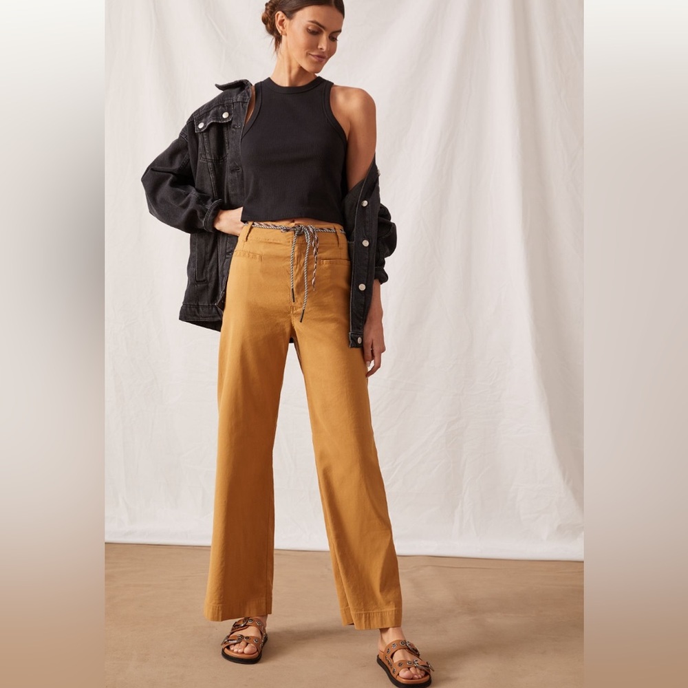 Maeve The Colette Full Length Wide-Leg Pants Wheat 33 Tall